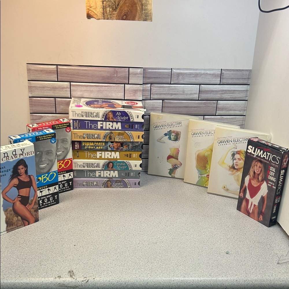 Vintage Workout VHS DVD Collection The Firm(X8)Tae Bo(X2), Carmen Electra(X3)+1